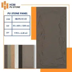 Tấm ốp PU giả đá HOBI HB-PU 01-01 ✅ Màu xám đậm