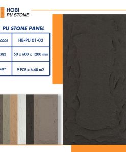 Tấm ốp PU giả đá HOBI HB-PU 01-02 ✅ Màu xám đen