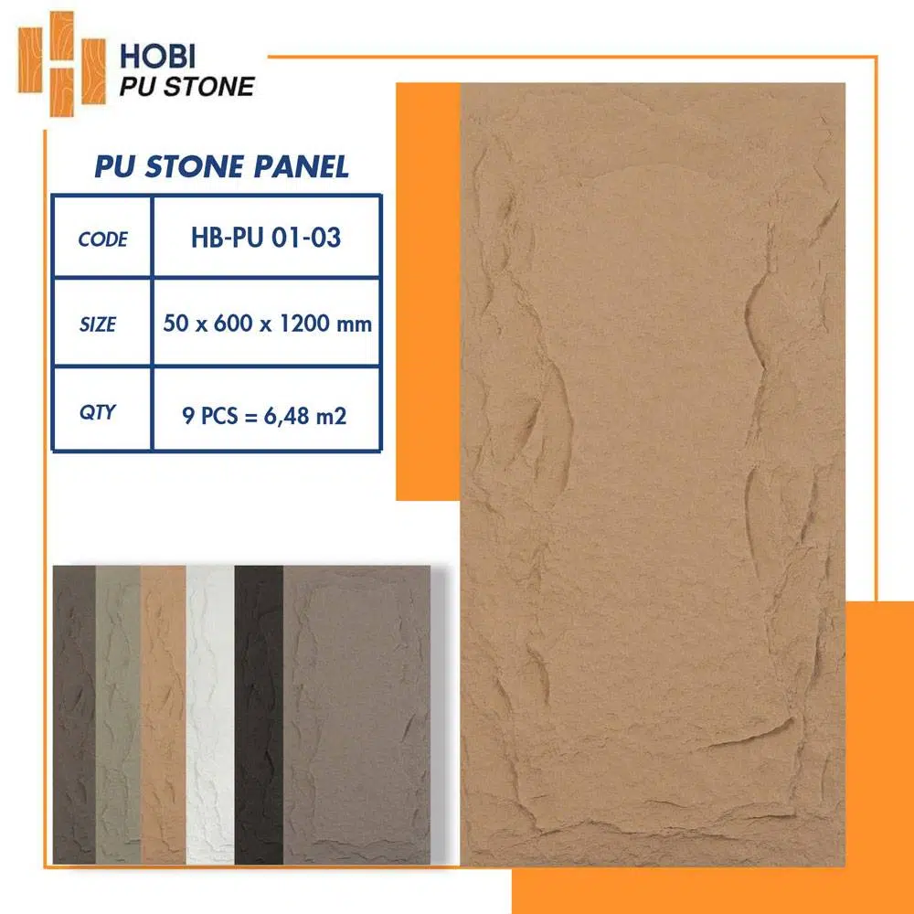 Tấm ốp PU giả đá HOBI HB-PU 01-03 ✅ Màu cát tự nhiên