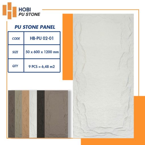 Tấm ốp PU giả đá HOBI HB-PU 02-01 ✅ Màu trắng