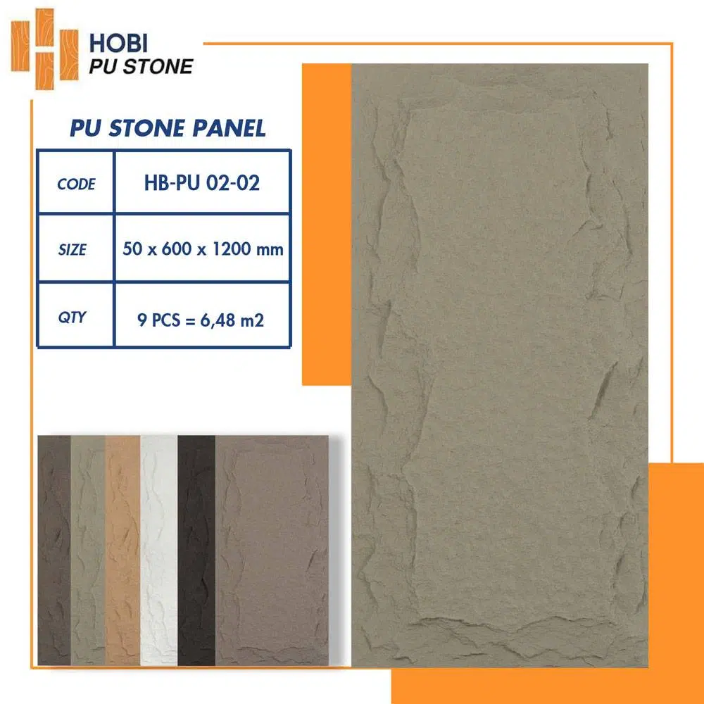 Tấm ốp PU giả đá HOBI HB-PU 02-02 ✅ Màu xám đất