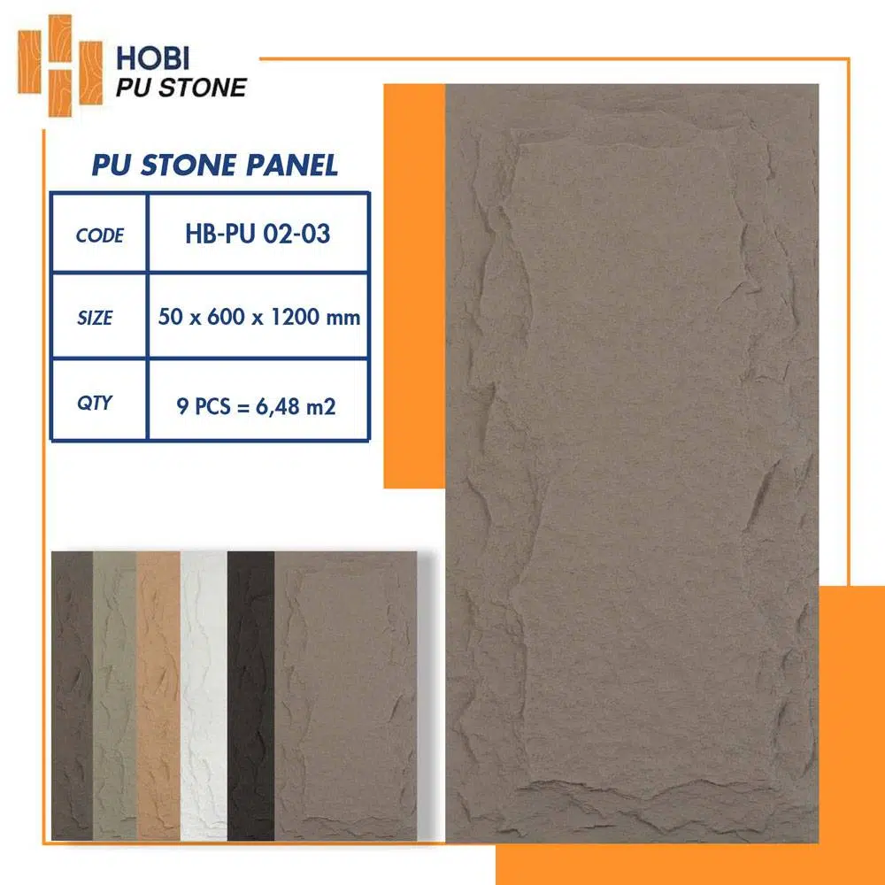 Tấm ốp PU giả đá HOBI HB-PU 02-03 ✅ Màu nâu xám