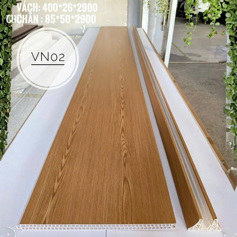 Tấm Vách Ngăn Nhựa Giả Gỗ VN02 - Màu gỗ sồi